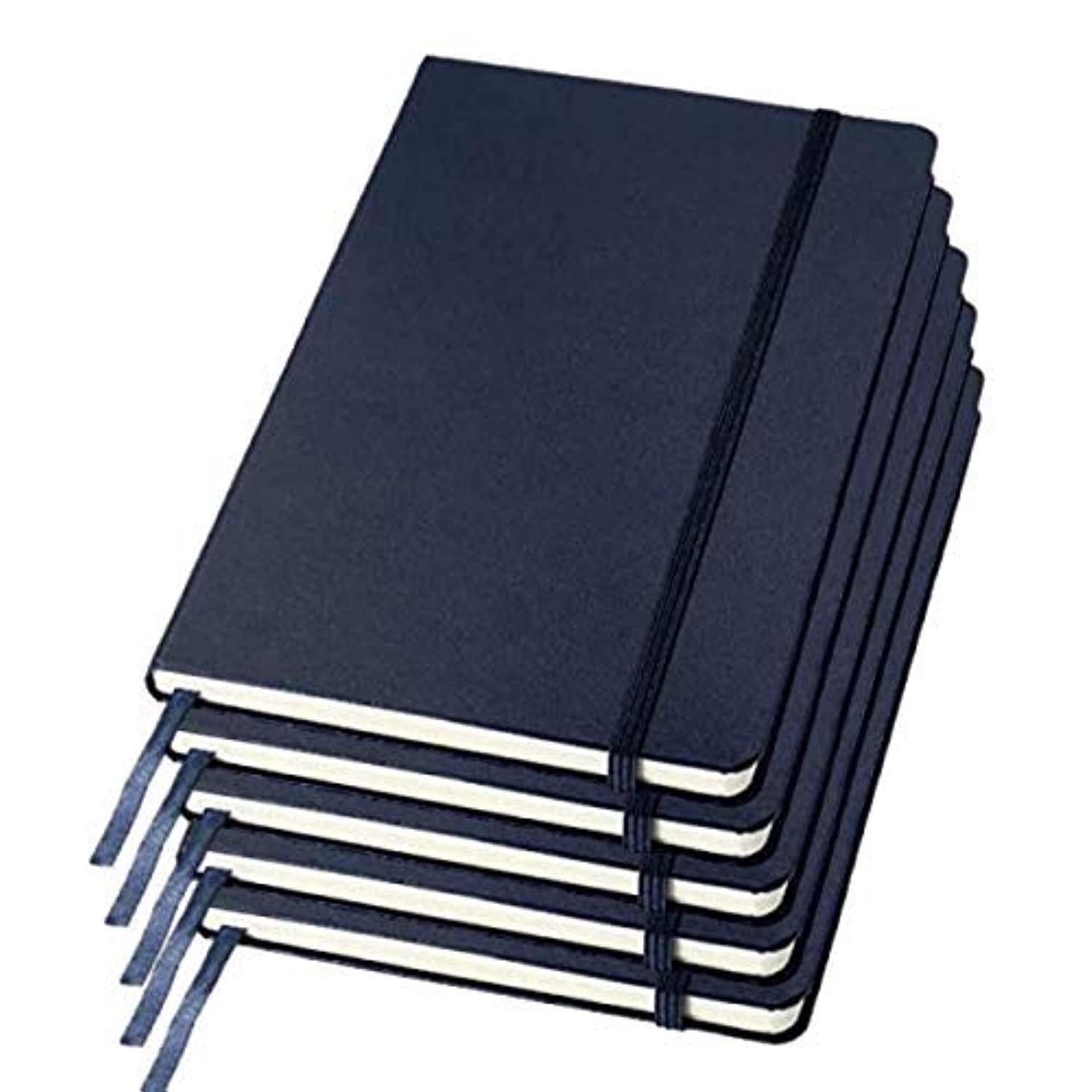 Santhome Classic A5 Hardcover Ruled Notebook/Diary - 192 Pages Durable Professional Journals with Elastic Band & Expandable Inner Pocket – Ideal for Office, School & Personal Use, Navy Blue(Pack of 5)