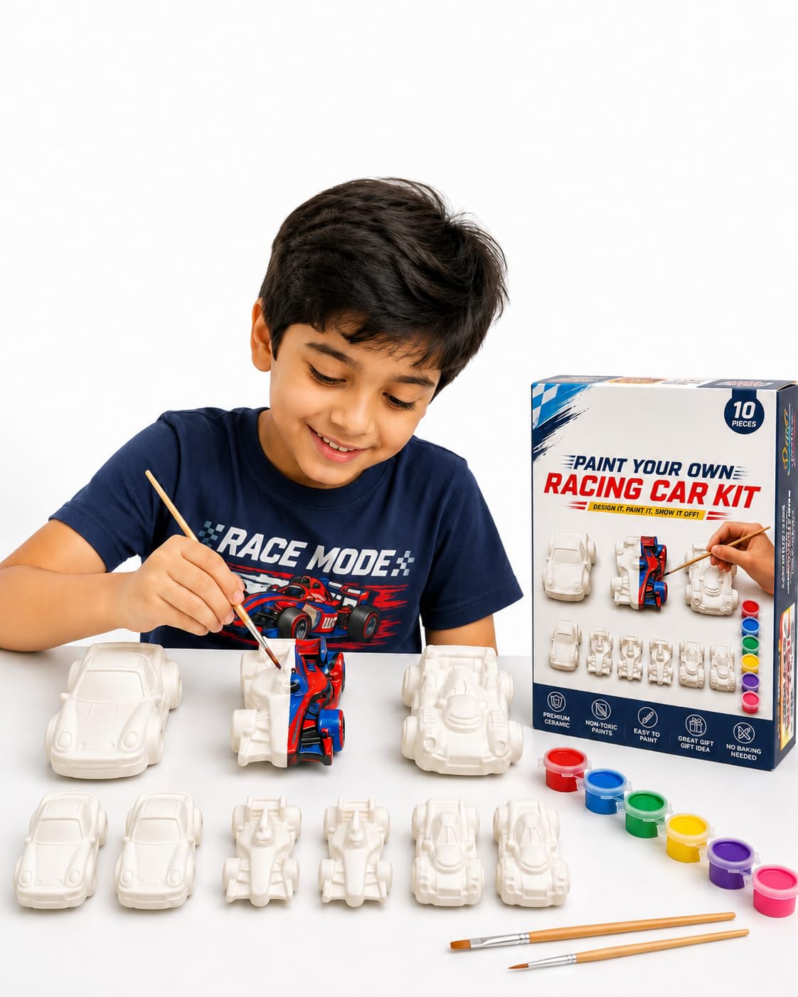 Siyalo Creations Sports Car DIY Plaster Painting Craft Kit | 9 Ceramic Cars, 6 Paint Colours, , Ages 3 & Above, Screen-Free Activity-image-27