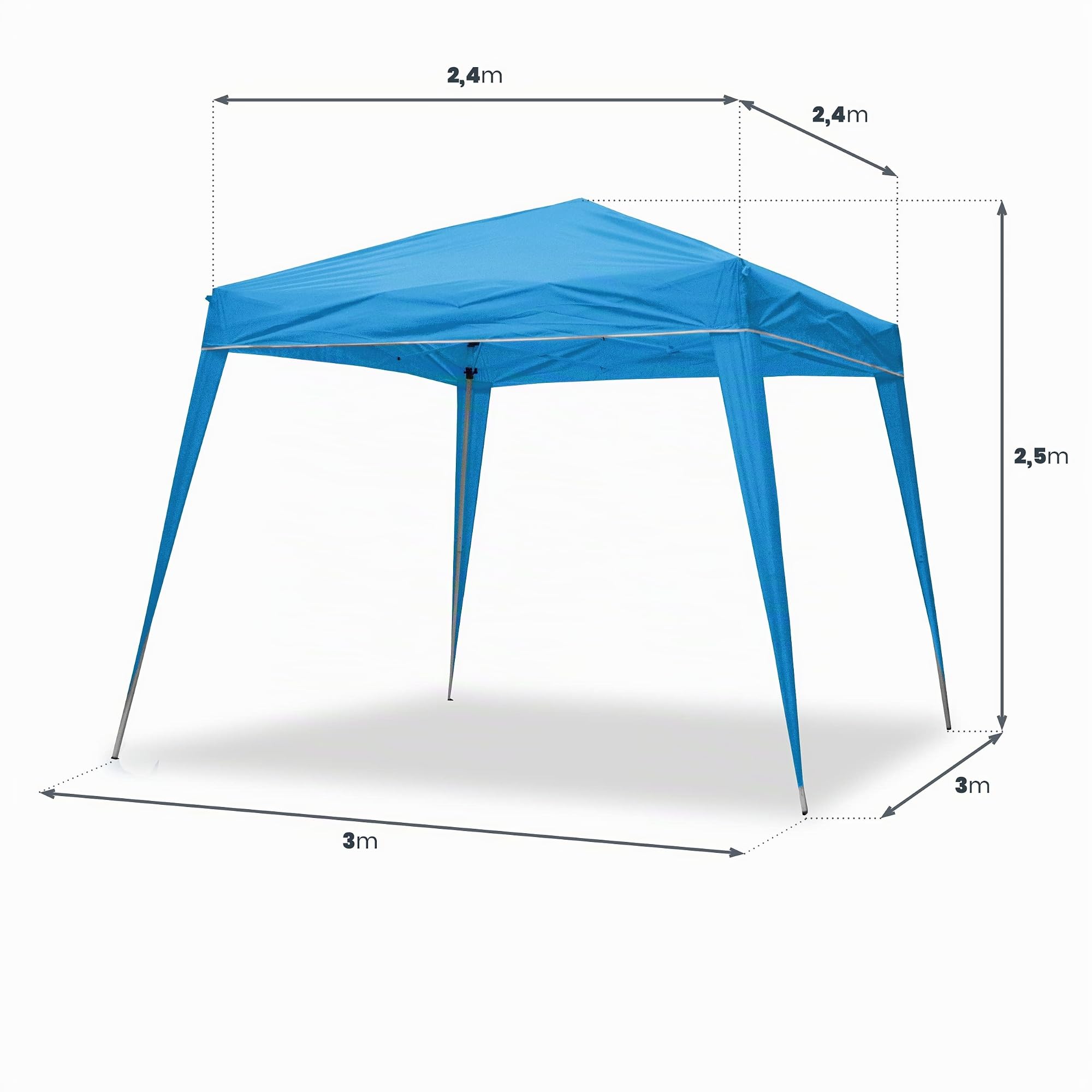 WASABI Tonnelle Pliante 3x3 Imperméable, Barnum de Jardin Extérieur Pliante 3x3, Structure Aluminium, Montage Rapide, Sac de Transport, Piquets et Sangles Inclus