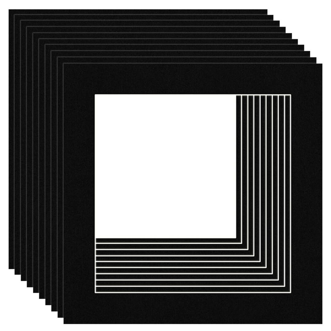 Procut Global 40x40cm Black Picture Mounts Board to Fit 30x30cm Aperture Size - Photo Mount Card Ideal for Prints, Artwork, Crafts & Certificates - Sizes & Colors Available - Pack of 10 — image 1