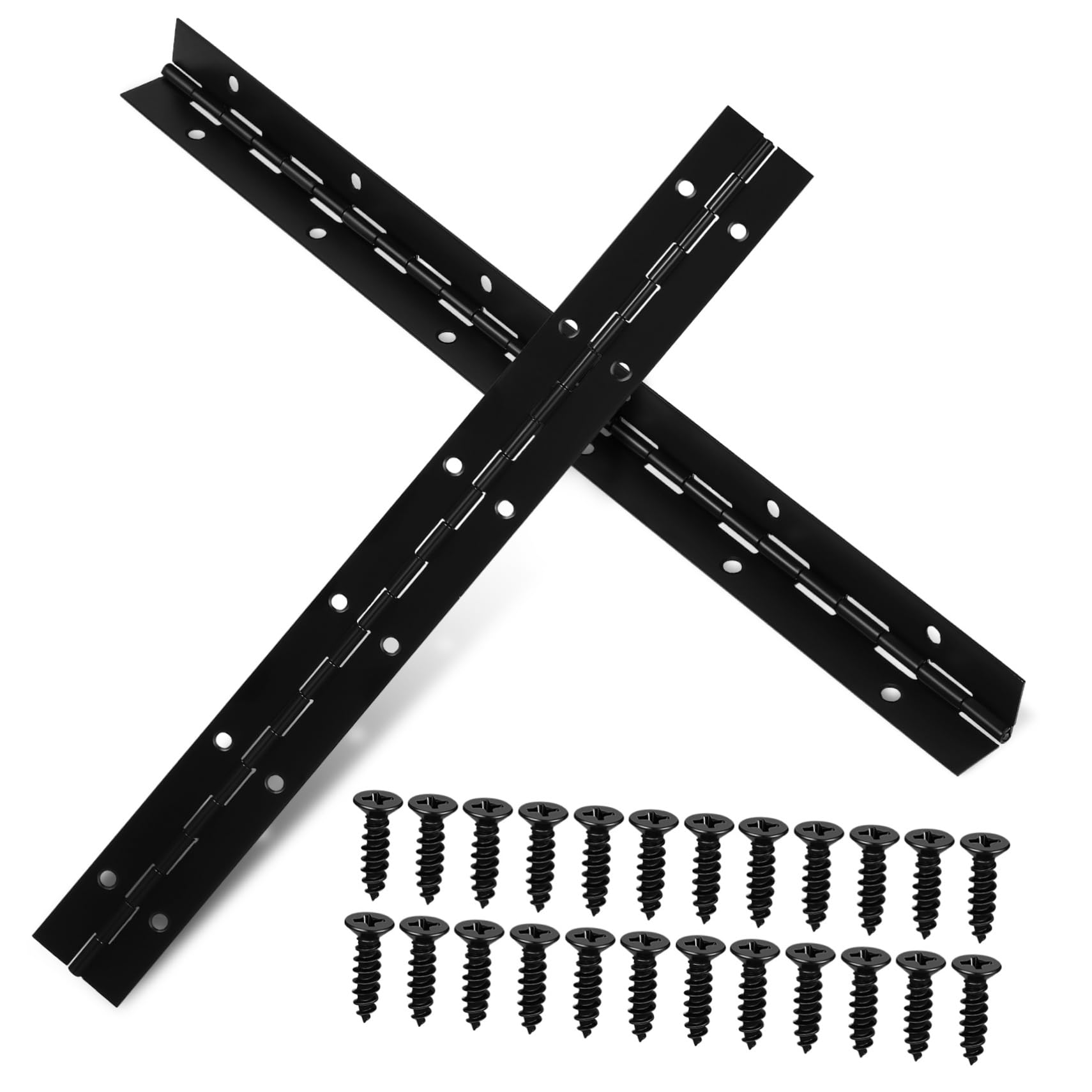 IWOWHERO 2 Pcs Black Hinge Continuous Piano Hinge Heavy Duty Metal for Cabinet Doors
