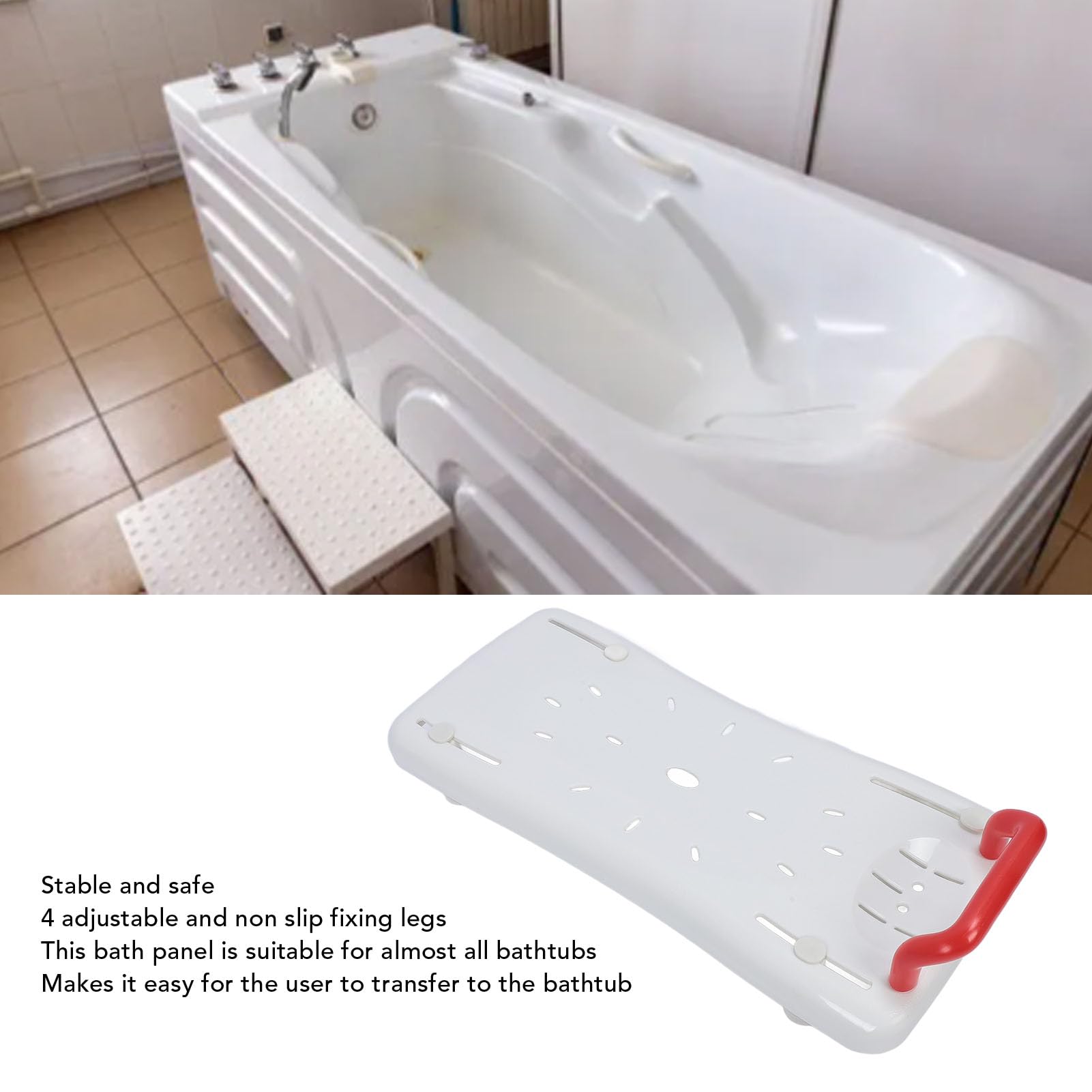 Dpofirs Tavola per Vasca Bagno, Panca di Trasferimento per Vasca Antiscivolo Regolabile con Maniglie per la Sicurezza degli Anziani, Tavola per Doccia Portatile per