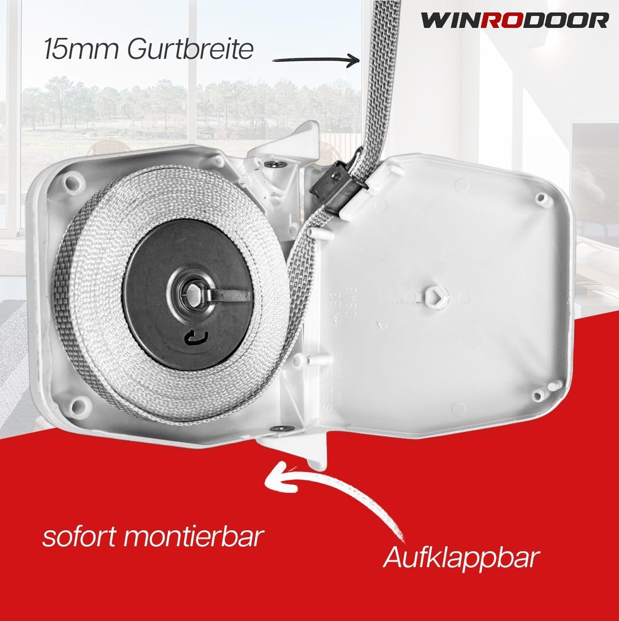 Avvolgitore per tapparelle a parete, confezione da 10 pezzi, con cinghia premontata, 6 m, robusto mini avvolgitore per cinghia da 15 mm, orientabile a 180°, distanza tra i fori 155 mm