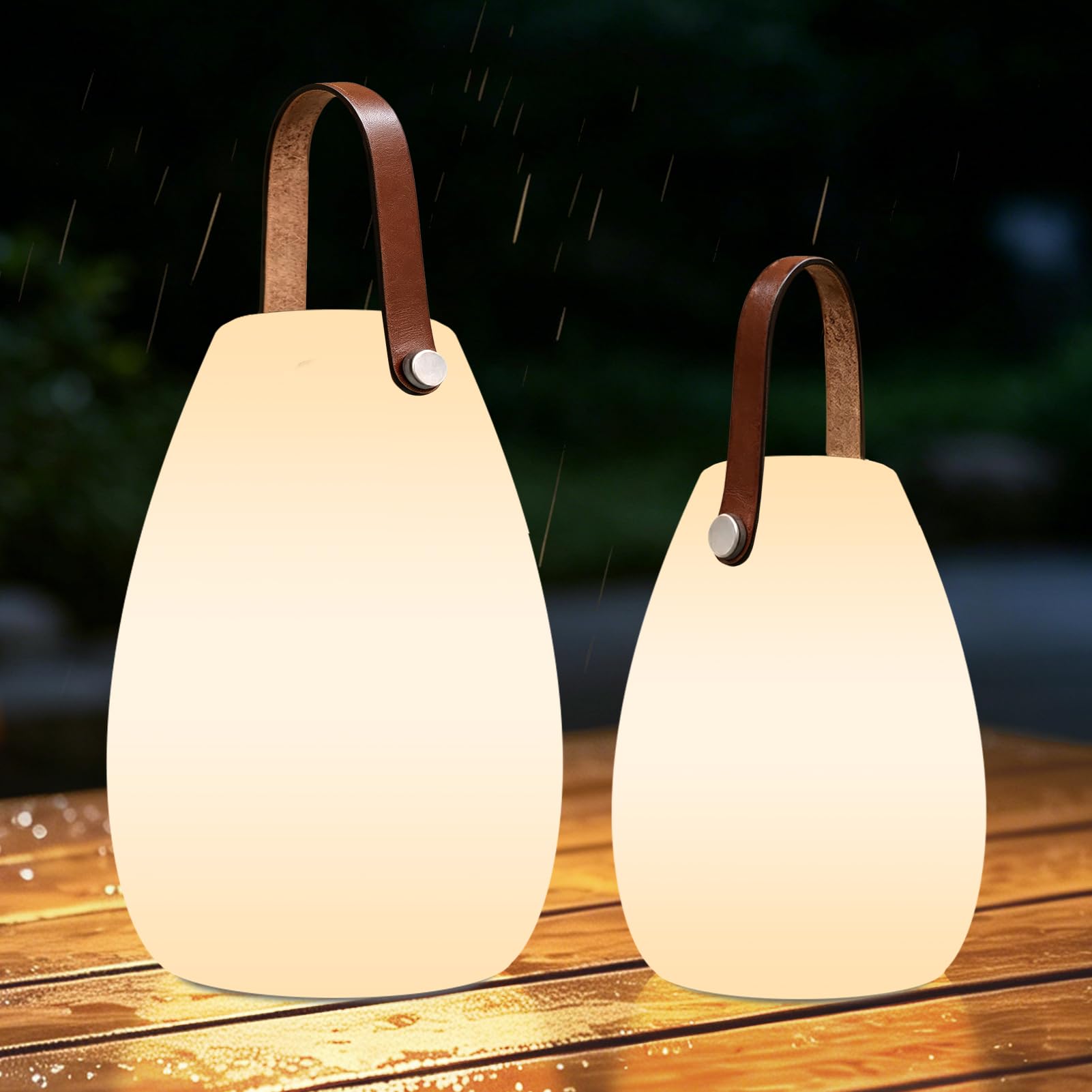 MALUX 2er Pack LED Kabellose Outdoor Lampe Dimmbare Tischlampe Campinglampe mit Fernbedienung für Balkon Garten Hof und Camping