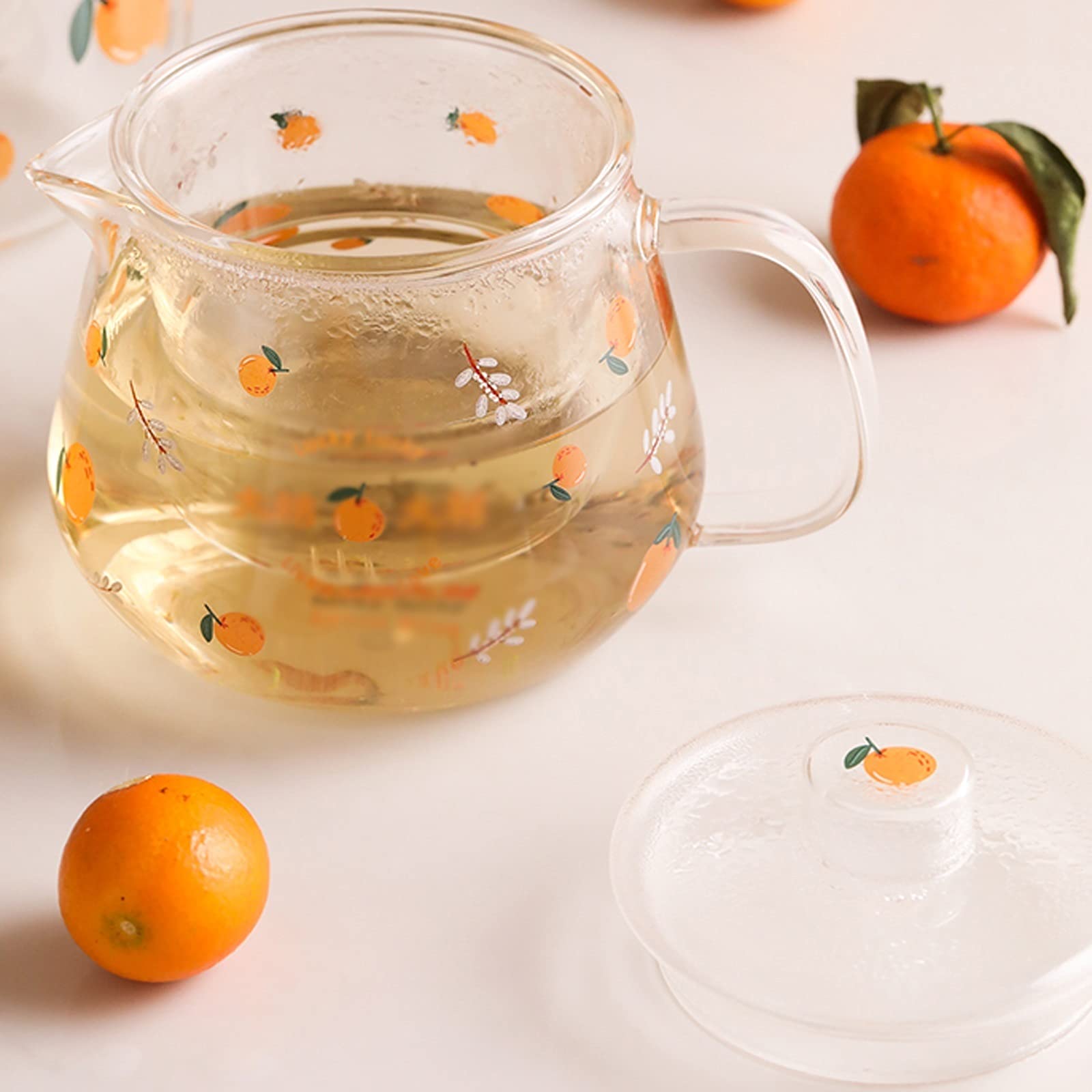 bouilloires Pichet Mignon avec Filtre intégré en Verre et pichet d'eau Froide résistante à la température élevée avec poignée et Couvercle pour jus, Lait, Boissons Cantine(L)