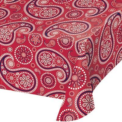 Creative Converting Club Pack Party Decorations/Tableware Red Paisley Printed Plastic Tablecover 54in x 108in, Box 6 Plastic Tablecovers