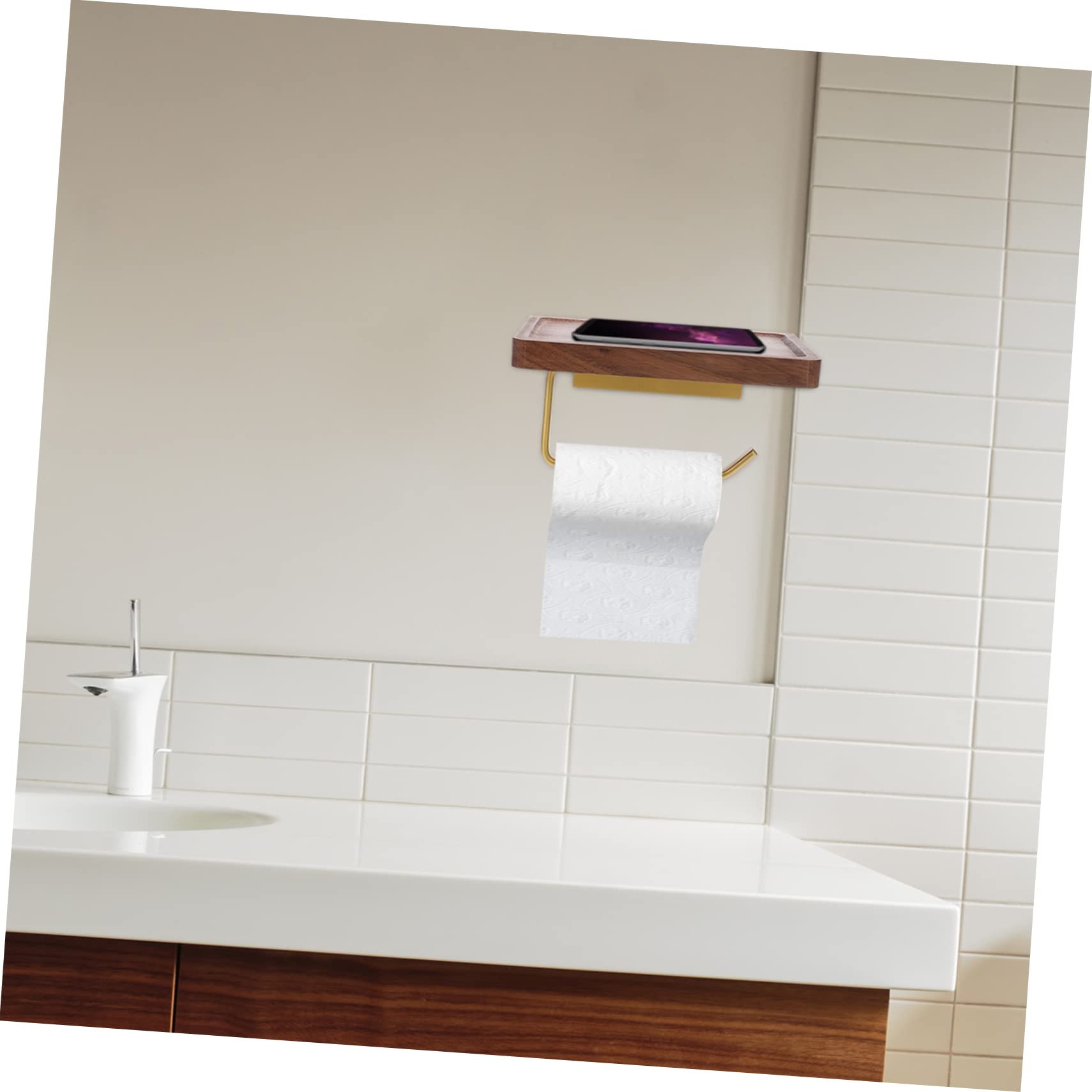 NUOBESTY Portarrollos de Papel Higiénico de Nogal Negro Estante, Resistente al Agua y Gran Capacidad de Carga para Baño y Inodoro
