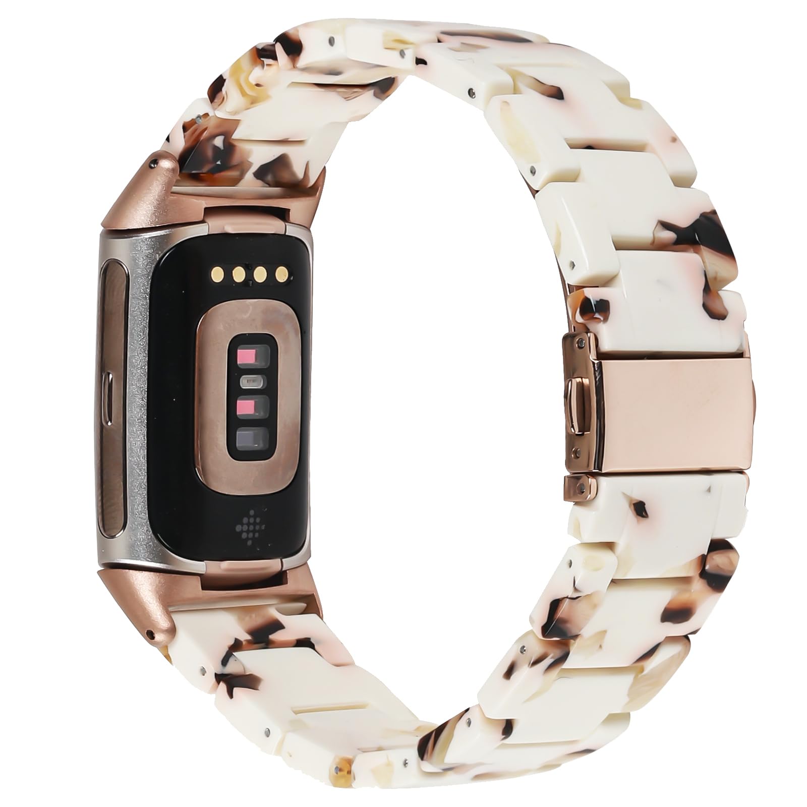 Limque Resin Band Compatible with Fitbit Charge 6/5, Waterproof & Lightweight Bracelet Wristband Replacement with Stainless Steel Buckle, Fashion Strap for Fitbit Charge 5/6 Fitness Tracker Women