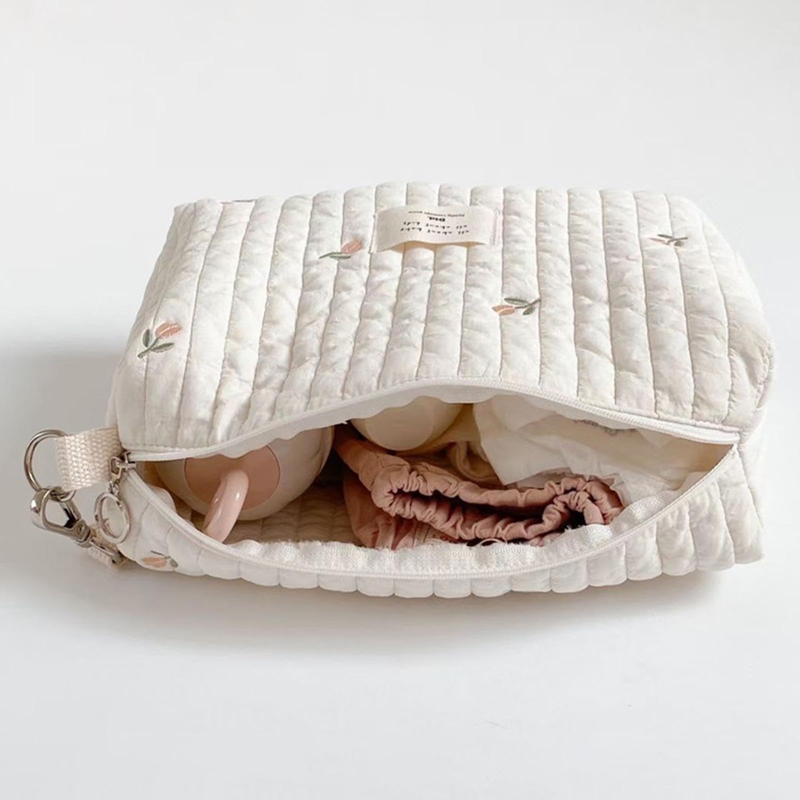 Trousse De Toilette Bebe, Trousse De Soin Bebe, Sacs À Langer Portables Pour Bébé, Organisateur De Maman Fermeture À Glissière À Une Épaule Broderie, À Main Maman Sacs À Langer
