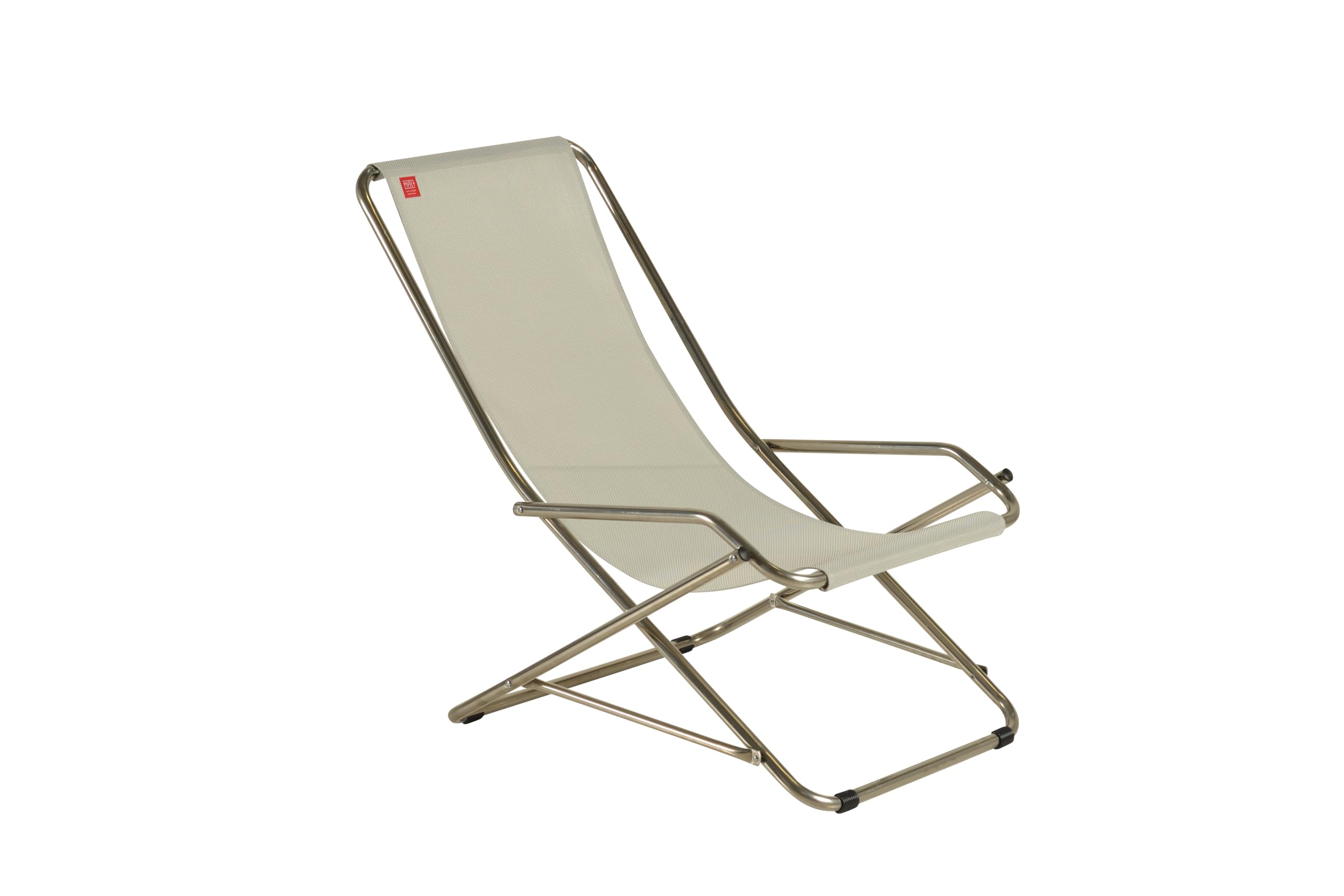 fiam Dondolina - Poltrona Basculante Da Esterno -Telaio Alluminio, Tela Texfil Bianco-Beige