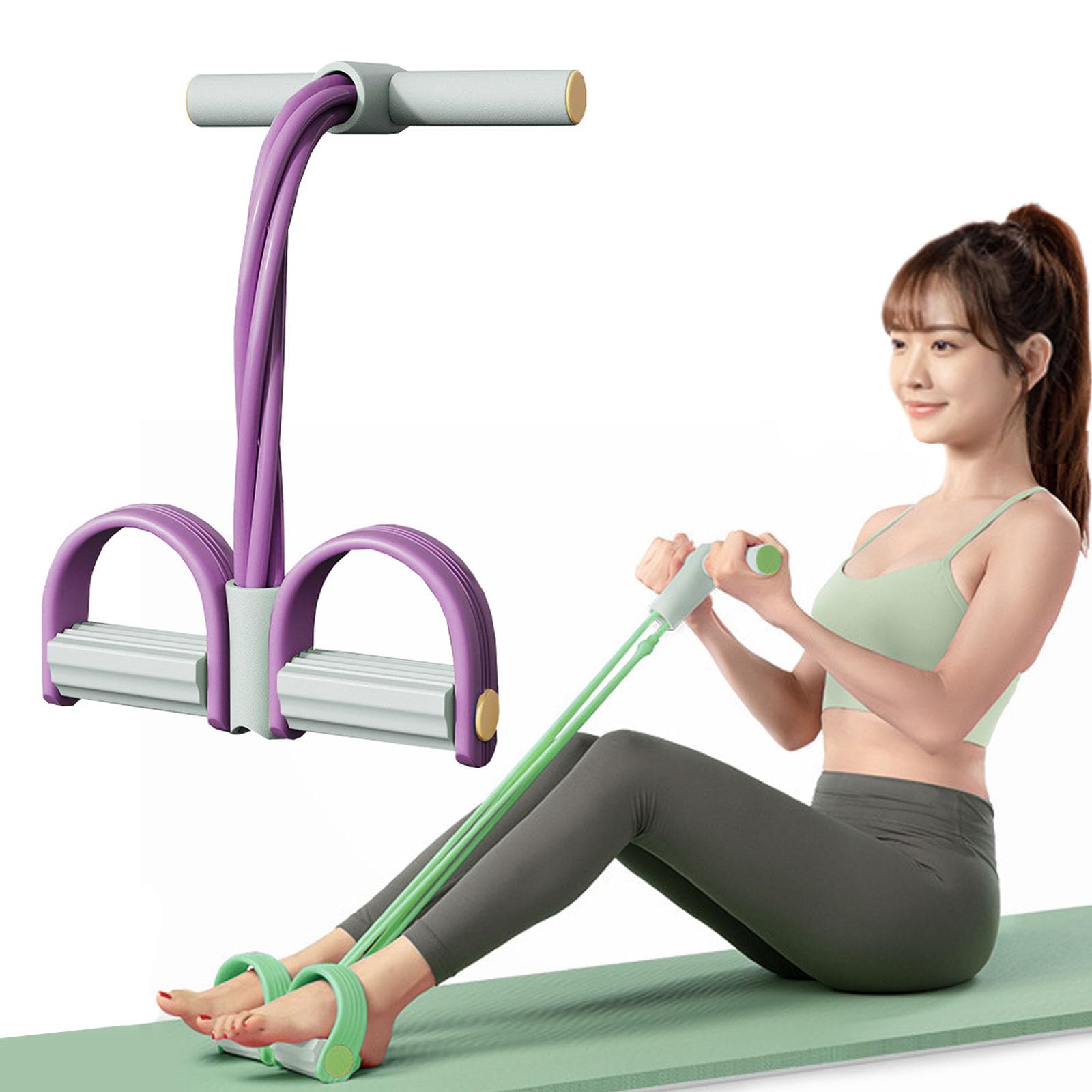 2026 New Pedal Resistance Band with Handle, Sit Up Exercise Equipment, Foot Pedal Resistance Band 6 Tubes, Puller Exercise Bands with Handles