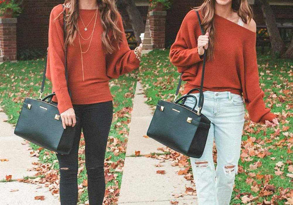 FULIER - Maglione Dolman da donna, con maniche a pipistrello e scollo a barchetta, lavorato a maglia, vestibilità ampia, taglia unica