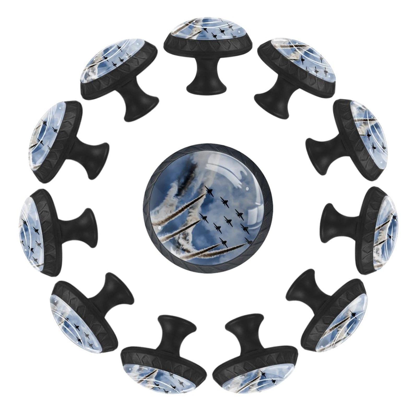 Boutons de tiroir avion ronds 35 mm lot de 12 poignées à motif aéronautique