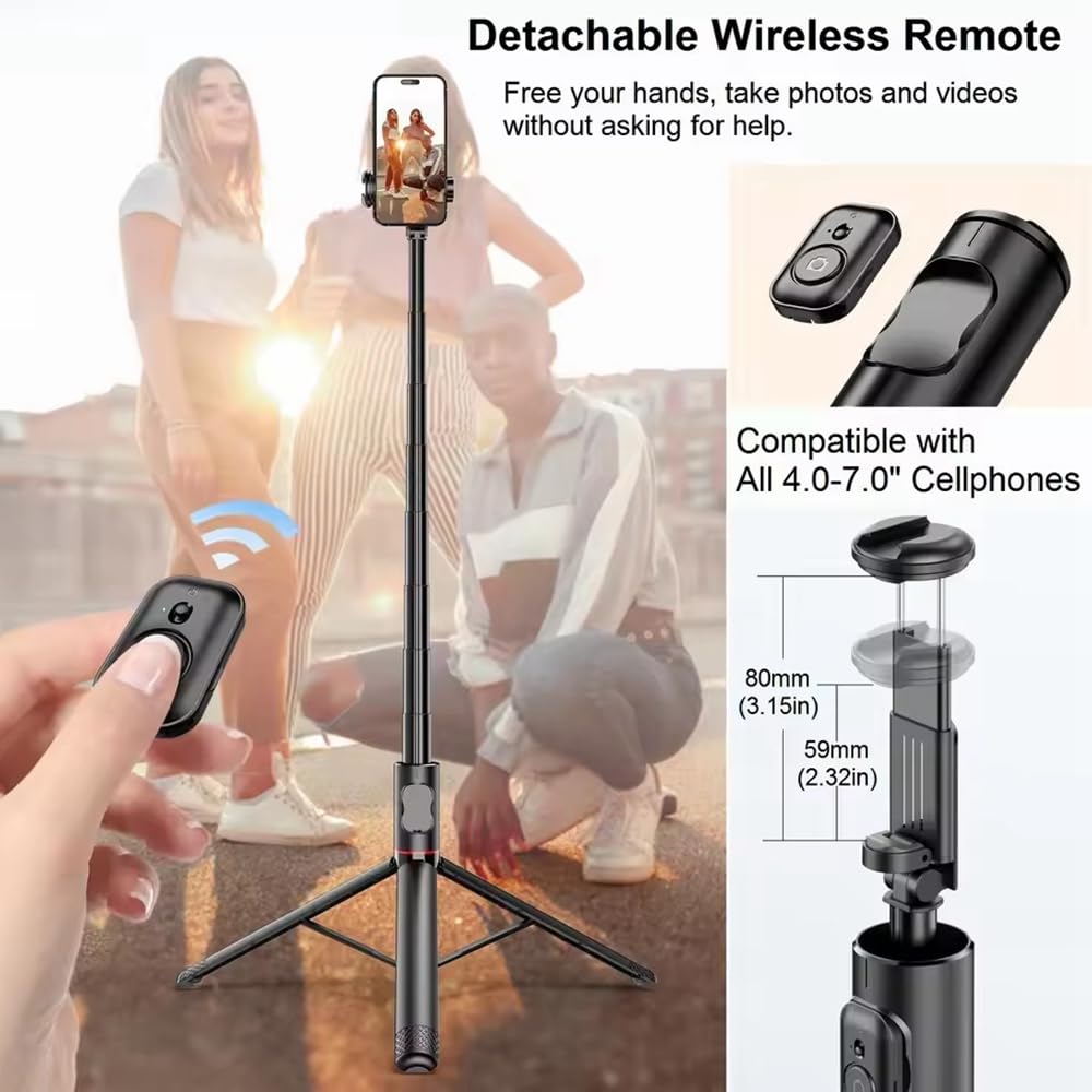 XIHAMA Bastone per selfie, treppiede estensibile con telecomando wireless, design tutto in 1, supporto per cellulare per smartphone, compatibile con iPhone 16, 15 Pro Max, Samsung, Android, iOS (72