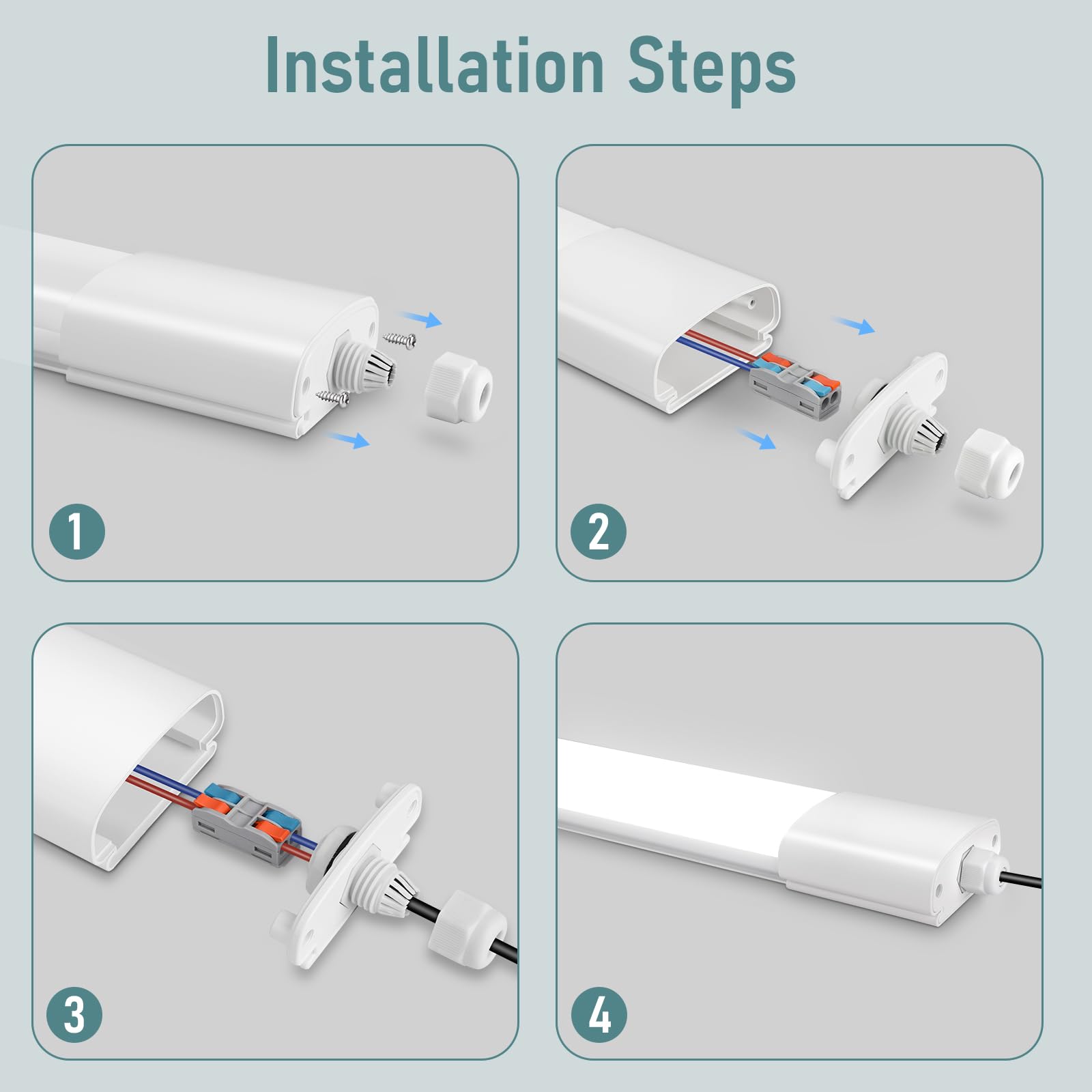 Neon LED 120 CM, 36W 4000LM Reglette 120 cm, IP65 Tube, 4000K neutre blanc Néon 120CM, Connectable, Eclairage Garage, Lampe Fluorescente LED étanche