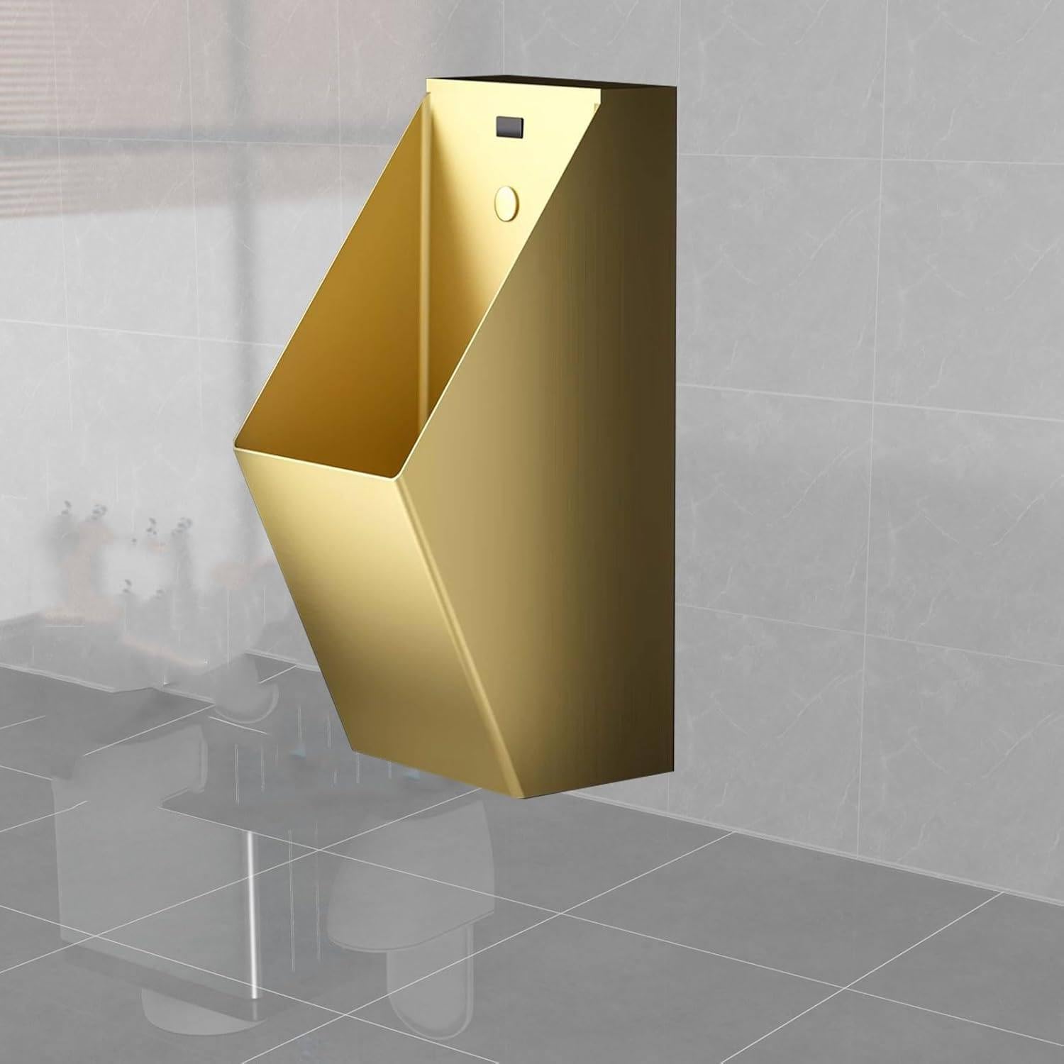 OTQEFTN Commercial Flushing Urinal,304 Stainless Steel Urinal,Men's Urinal,Bar Urinals,Washout Urinal with Sensor,Wall-Mounted Induction Flush Urinal