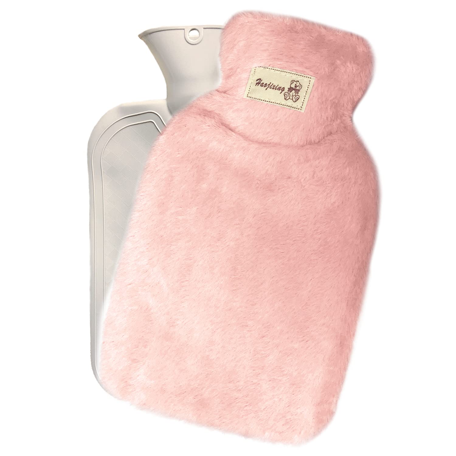 Hot Water Bottle with Soft, Fluffy Faux Fur Cover - 1.8l Large Capacity - Helps Period Pain, Back, Neck and Shoulder Pain and Gives Long Lasting Warmth Throughout The Night-NUDEPINK