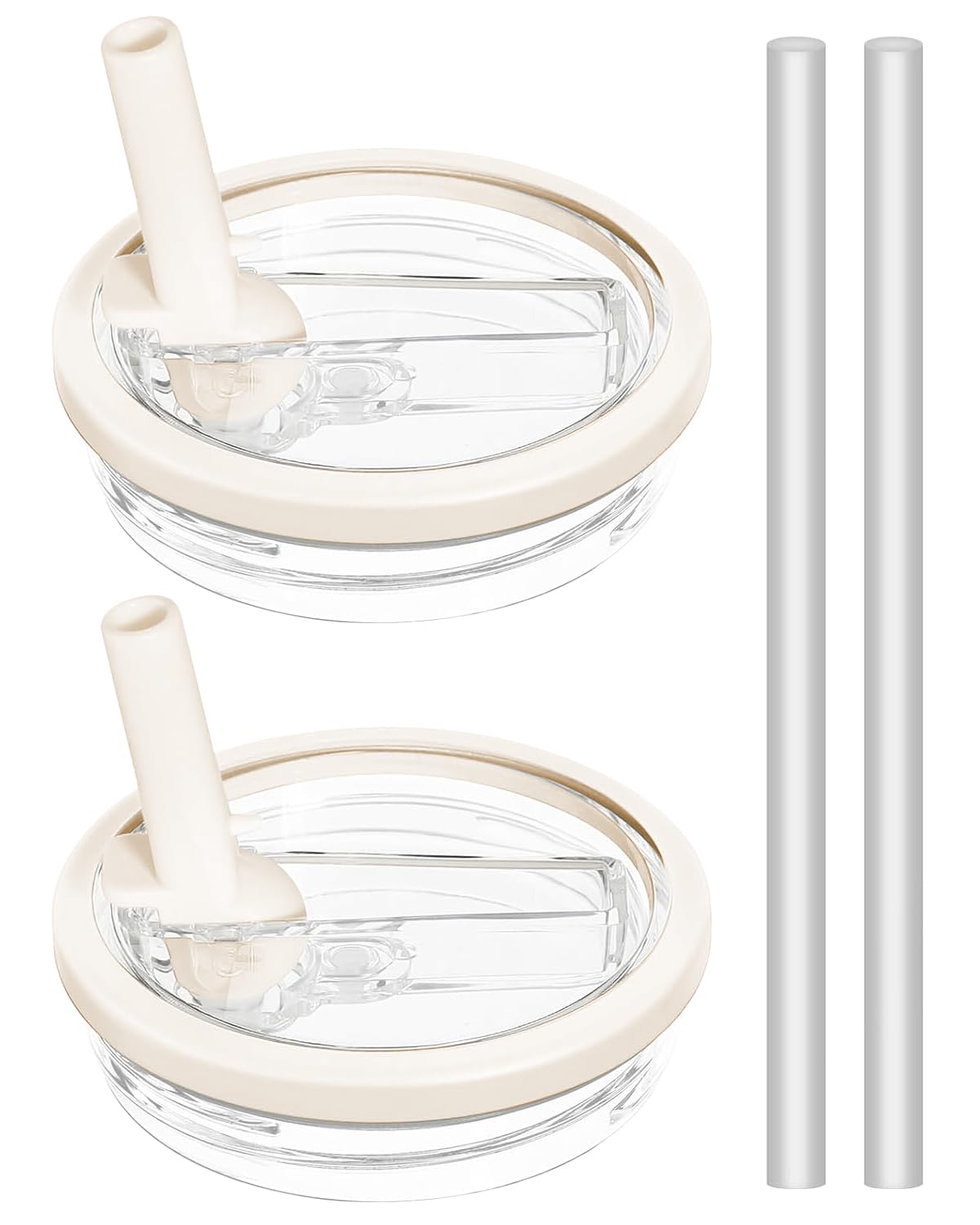 Stanley 40 oz Tumbler Lids and Straw - Leak-Proof, Splash Resistant - 2 Pack (Cream White)