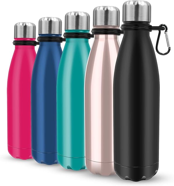 Hongtellor Insulated Water Bottle, Vacuum Insulated Water Bottle & Vacuum Flask - 500ml Stainless Steel Vacuum Bottle, Double Wall Design, Standard Mouth, for Outdoor Sports, Fitness, Camping, Hiking