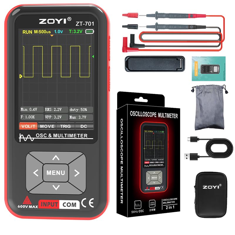 ZOYI Multimeter ZT-701 High-Precision 9999 Counts Color Screen Oscilloscope Digital Smart Measurement Portable with Burn-Out Protection for Home Appliance Repair