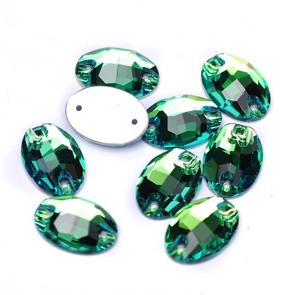 Przezroczyste szkło, kryształowy kamień, Owalne szklane kryształki do szycia, płaskie z tyłu, do przyszycia, DIY, luźne kryształki(Smoked Topaz,11x16mm 72Pcs)