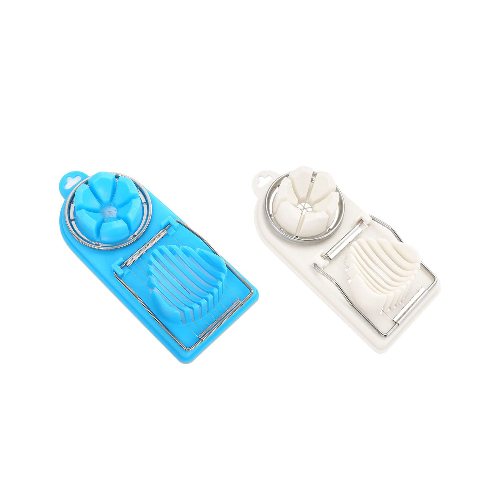Forieru 2pcs Egg Slicers, 2-In-1 Egg Cutter With Stainless Steel Cutting Wire, Suitable For Cutting Eggs, Strawberries And Mushrooms (Blue & White)