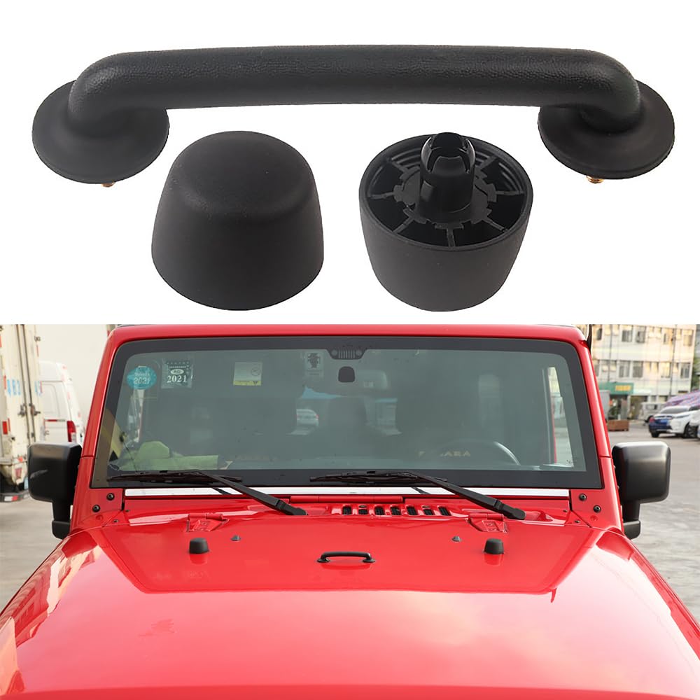 Front Windshield Hold Hood Handle Cover Down Bracket Rubber Support Bonnet Bumper Cushion Stop Rest Replacement for Jeep Wrangler TJ 1997-2006 JK 2007-2018 Exterior Accessories