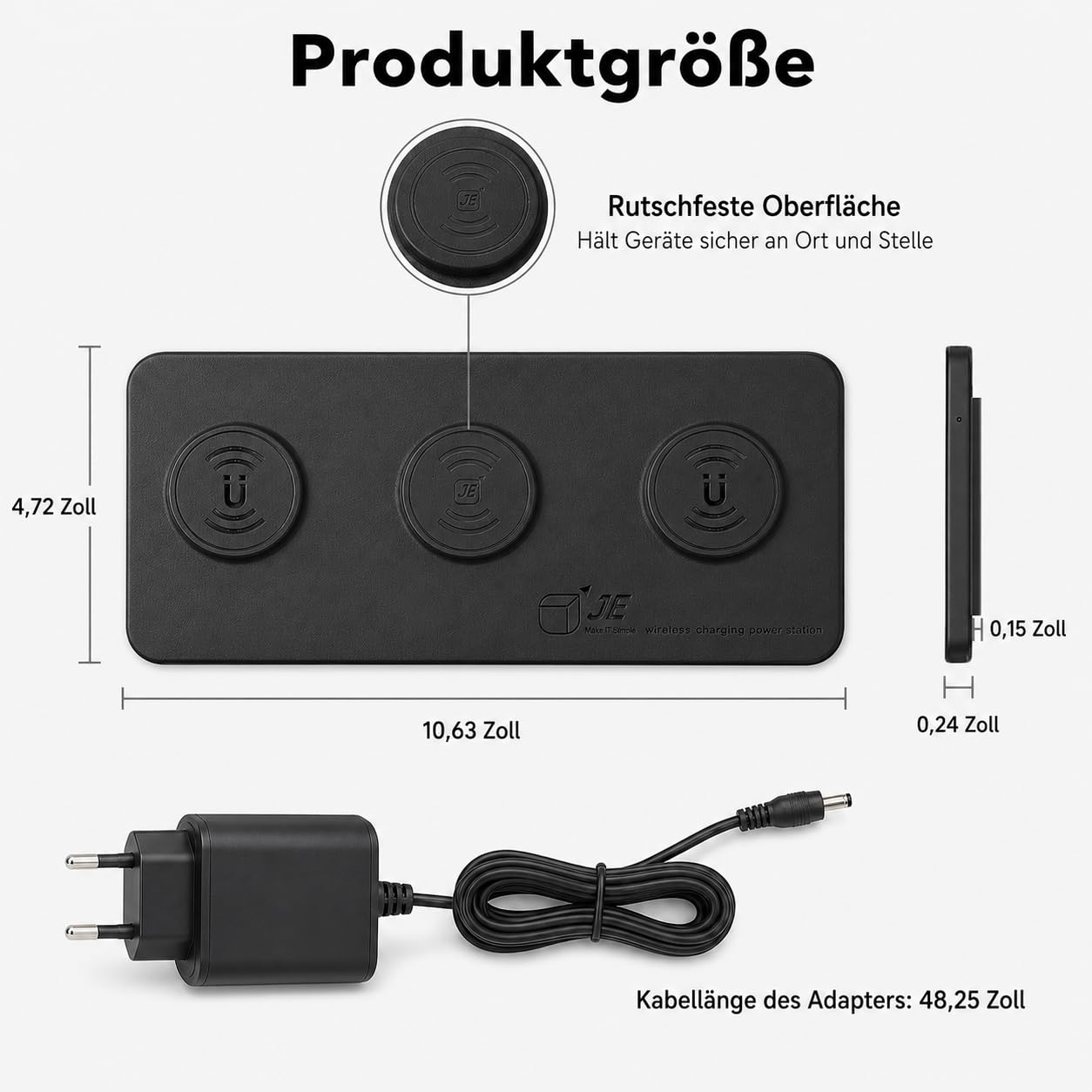 3-in-1 Magnetische Induktionsladestation für iPhone 17/16/15/14/13/12 & AirPods, Kabelloses Ladegerät für 2 iPhones, Magnetisches Ladepad, Wireless Charger, Ladestation Schreibtisch, Schwarz