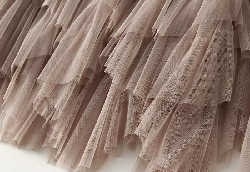 Wuitrie Midi Skirts for Women 2025 Trendy Layered Puffy Cupcake Mesh Flowy Skirt Long Skirt3