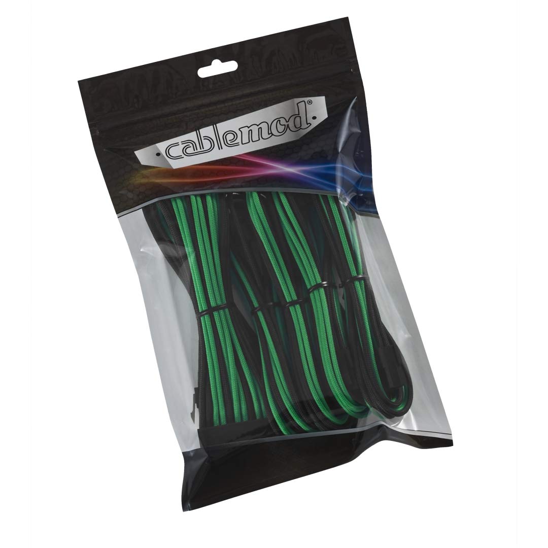 CableMod 8+8 Series Classic ModFlex Sleeved Cable Extension Kit (Black + Green)