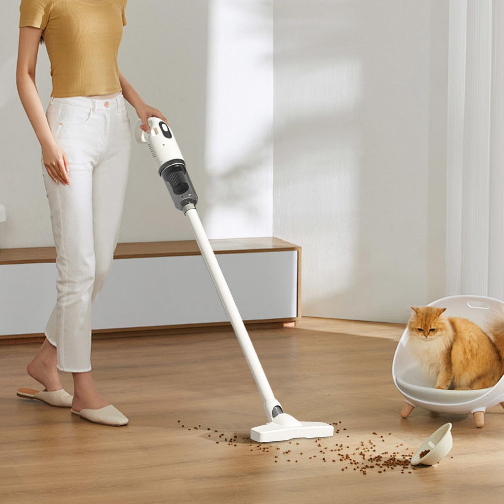 Aspiradora de mano - Potente succión de 120 W, limpiador , herramienta ergonómica para quitar el polvo | Aspiradora doméstica inalámbrica para alfombras de coche, suelos duros, limpieza rápida,