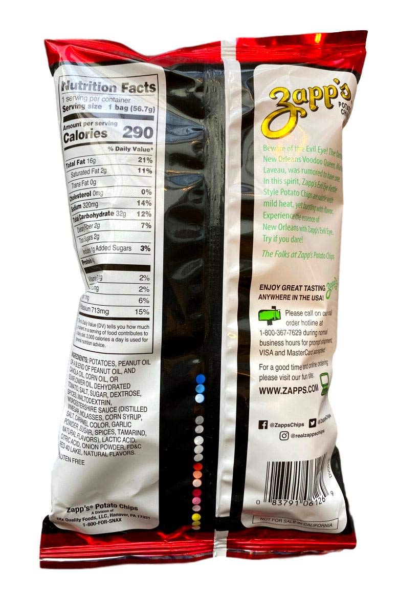 Zapps Potato Chips New Orleans Kettle Style Evil Eye 2 oz (Pack of 5