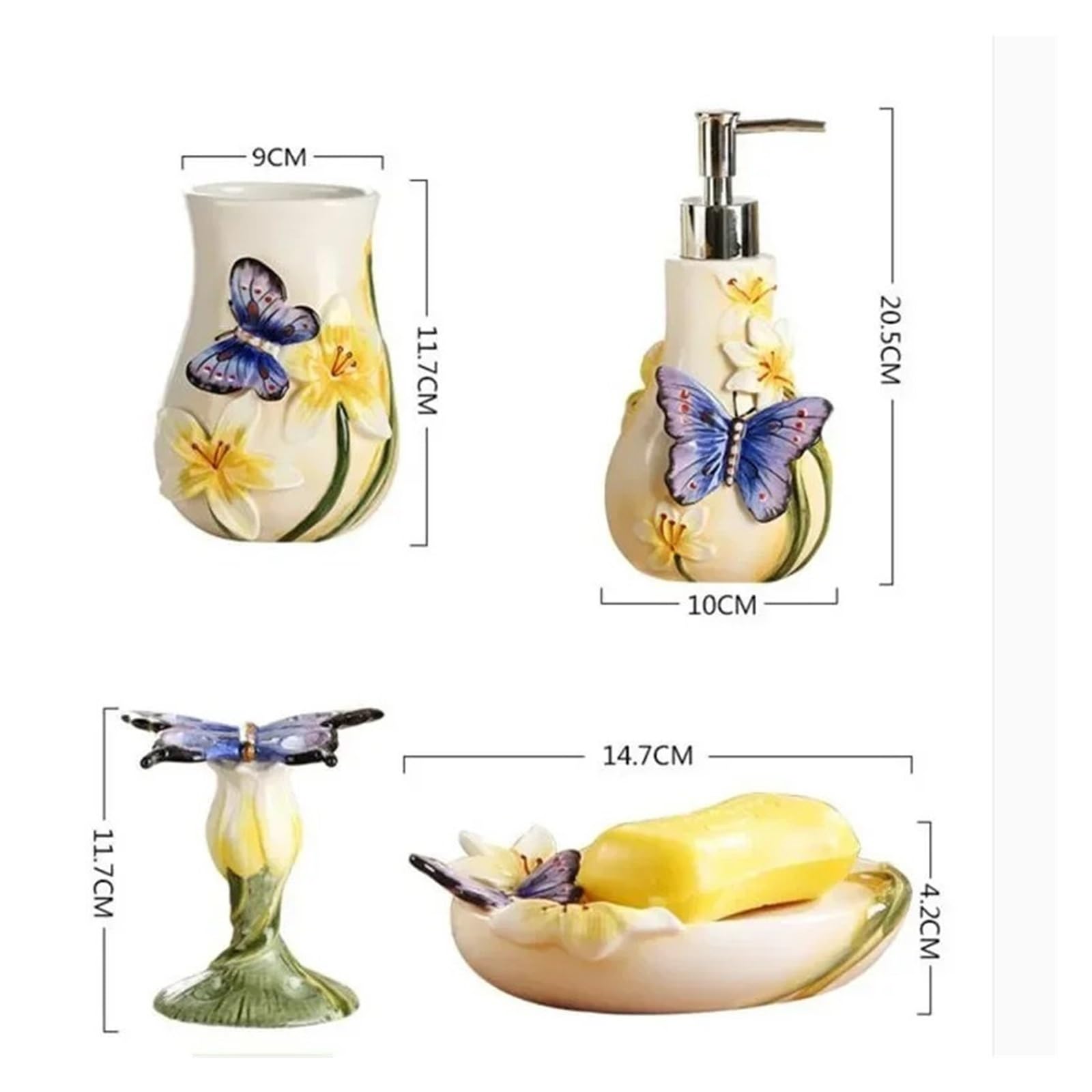 Manguera De Ducha Accesorios de baño Juego lavado Butterfly Vaso tocador for el hogar(5pcs)