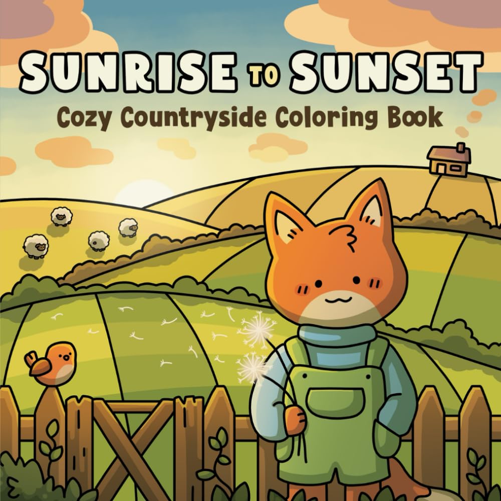 Sunrise To Sunset: Cozy Countryside Coloring Book