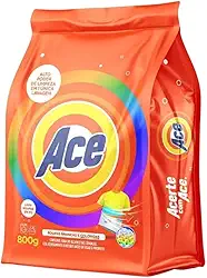 Ace Sabão em pó Detergente em Pó para Roupas Brancas e Coloridas, Laranja, 800g
