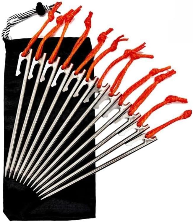 MOMIDORIチタンペグ 夜光固定ロープ/収納袋付き 30cm 12本セット