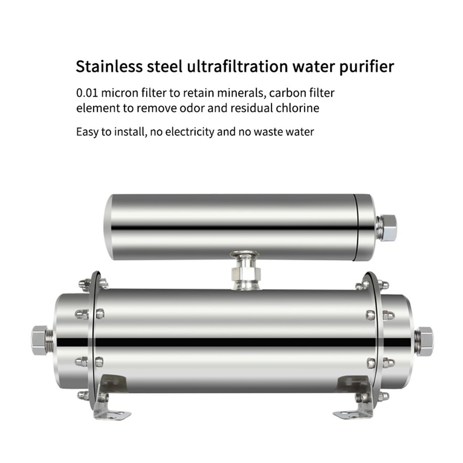 Sistema de filtrado de agua, Purificador de agua de membrana de ultrafiltración de acero inoxidable, equipo de purificación de agua con filtro de cocina UF, pequeño comercio doméstico(A 500L)
