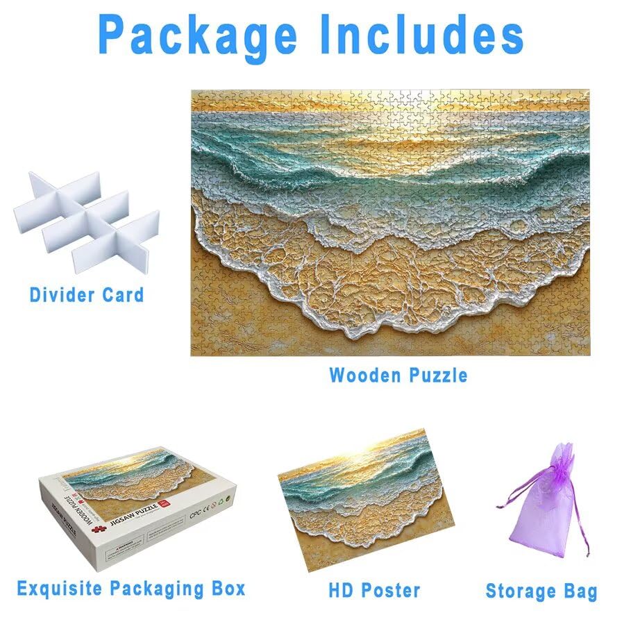Puzzle 1500 Piezas Playa para Adultos, Puzzle Paisajes de Madera con Caja Regalo para Adultos, Rompecabezas Desafiante para Toda la Familia, Rompecabezas para Regalo Mujer, Home Decoration, -5803