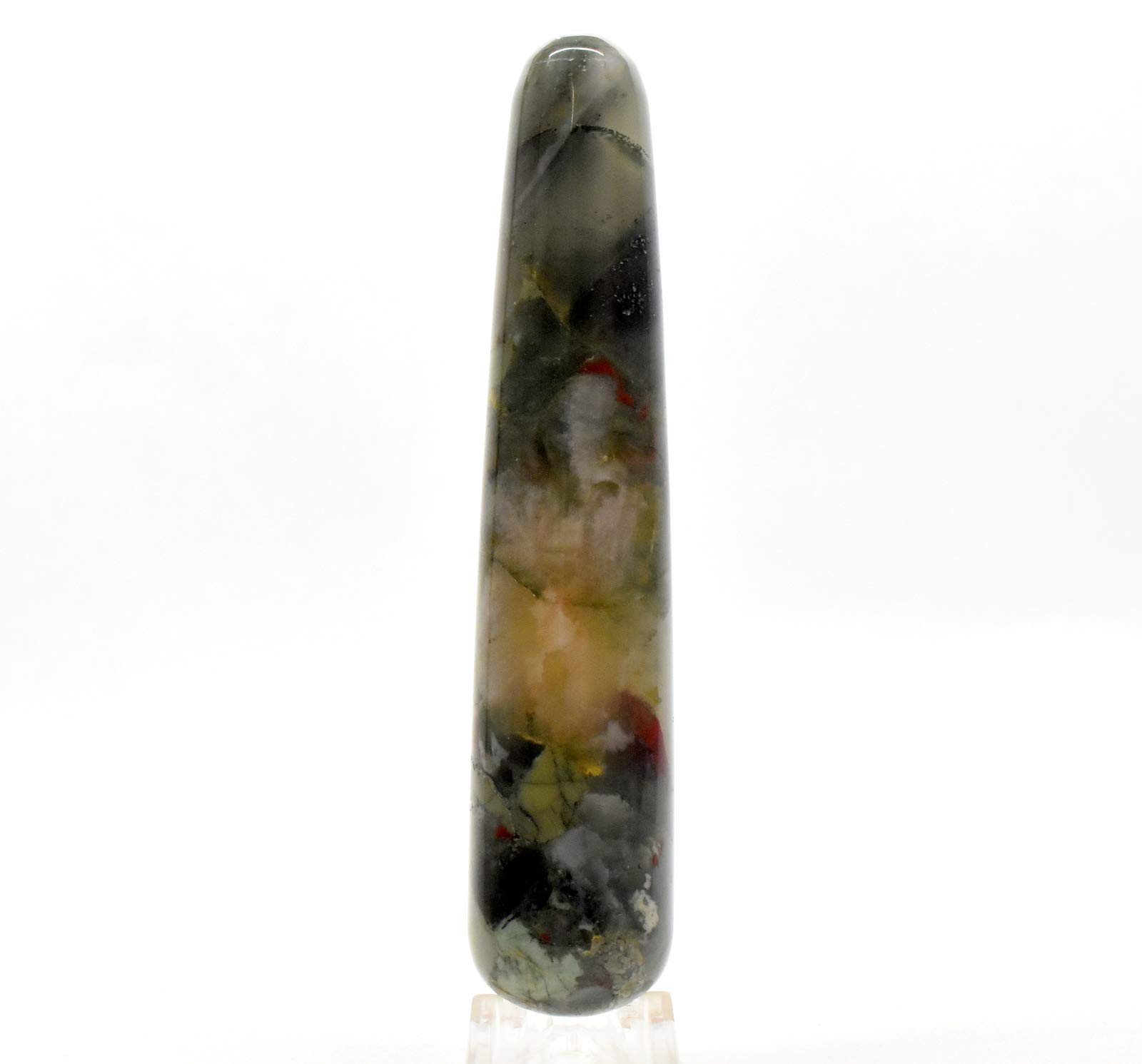 4.4" 100g Deep Red in Green Bloodstone Massage Wand Polished Heliotrope Chalcedony Gemstone Crystal Mineral Specimen - Africa
