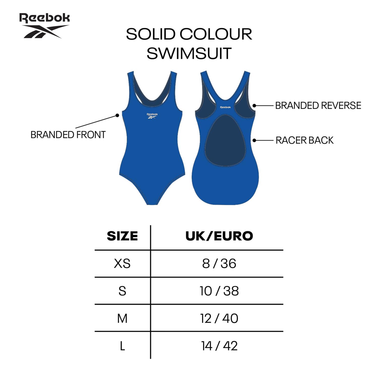 Reebok Womens Reebok Swimsuit One Piece in Blue Costume Intero Donna