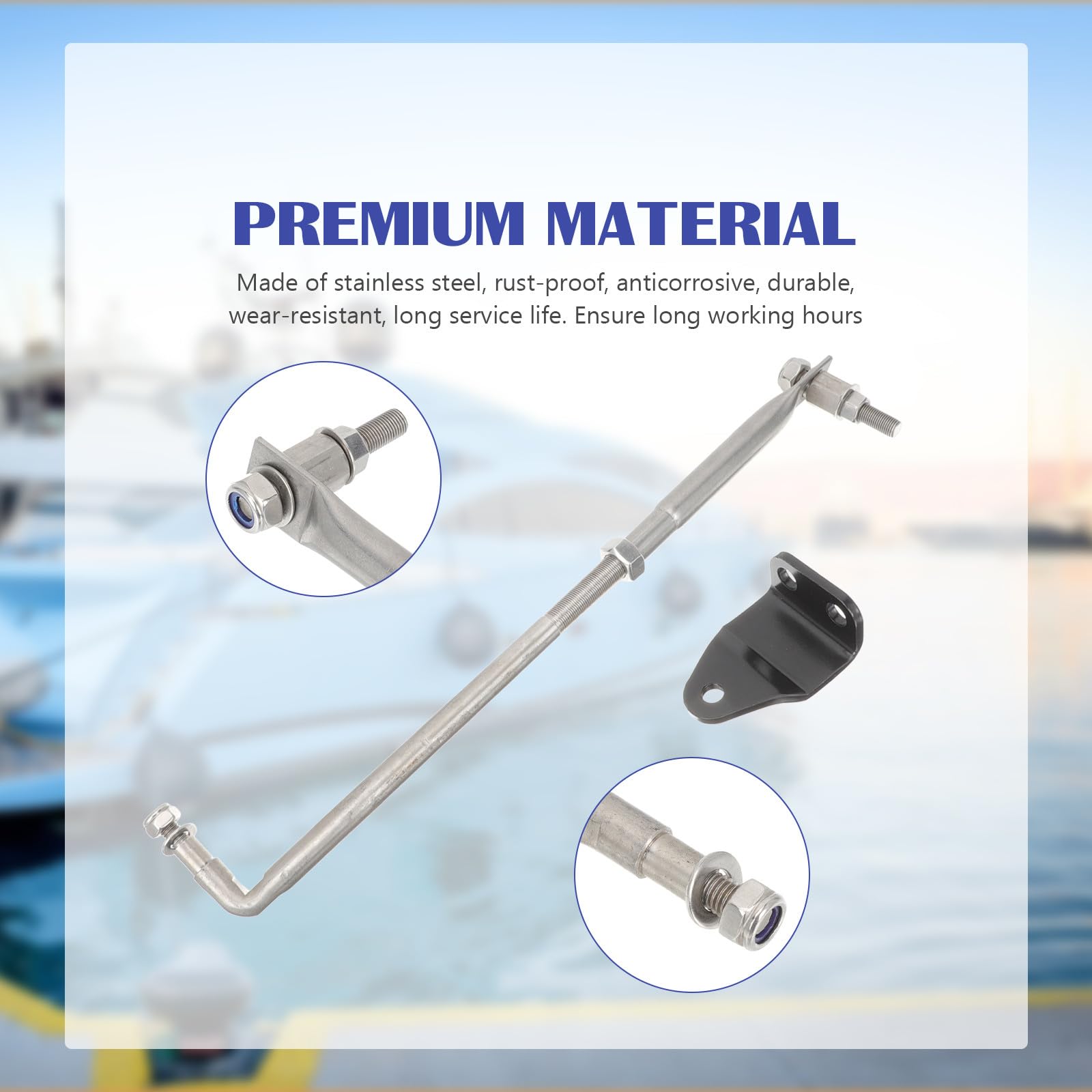 Abaodam Timone Sterzante di Sterzo Resistente All’usura Regolabile in Inox Accessorio Barca per Fuoribordo 40hp per Riparazione e Marittima