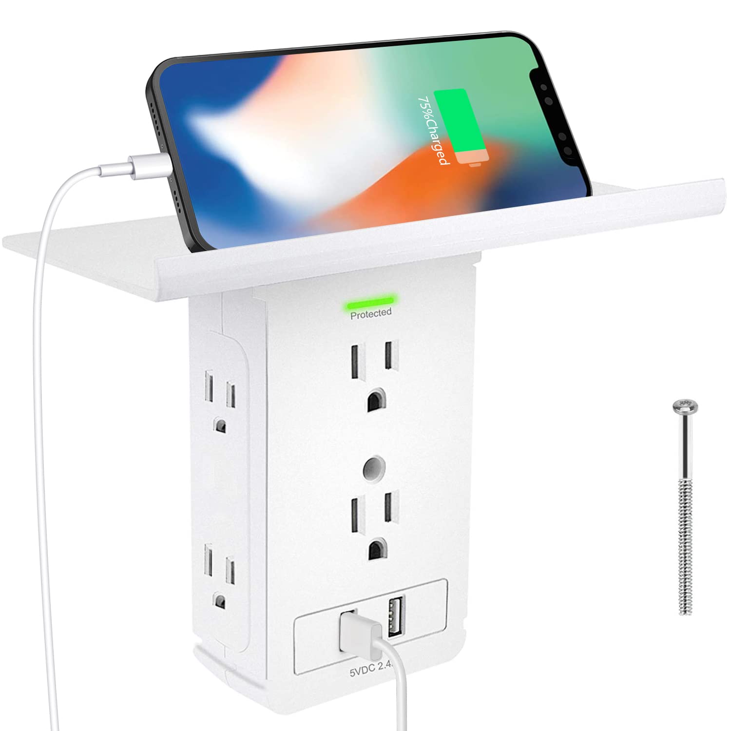 Buy Surge Protector with Shelf,Wall Outlet Shelf with 6 Electrical