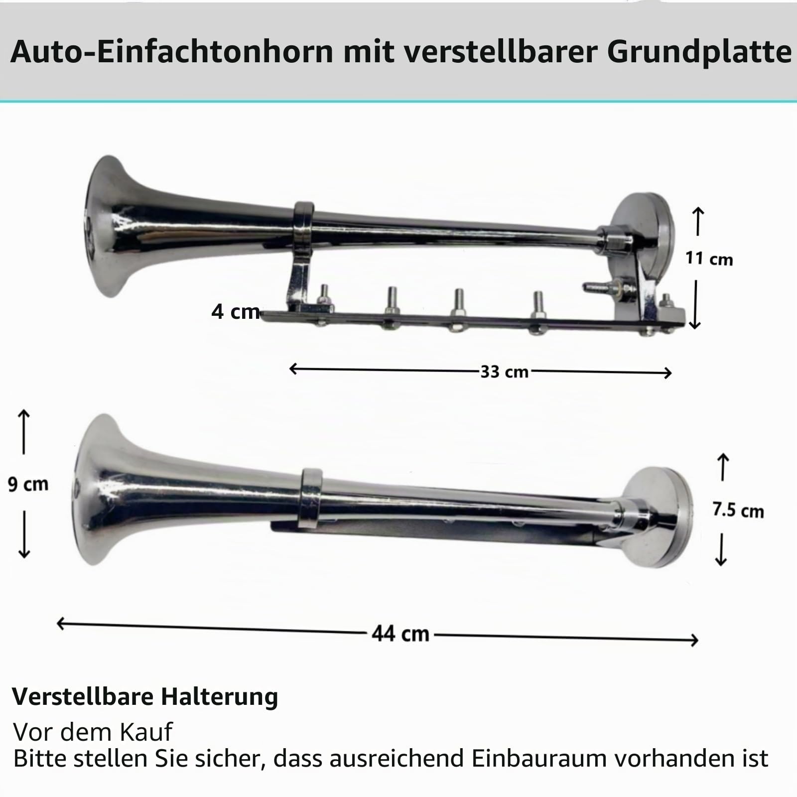 Autohupe LKW Hupe Lauter Lautsprecher Lufthupe silber Einstellbares Installationszubehör Air horn Chrom Zink Trompete Lufthorn Car horn für 12V LKW Lastwagen Boot Auto ect