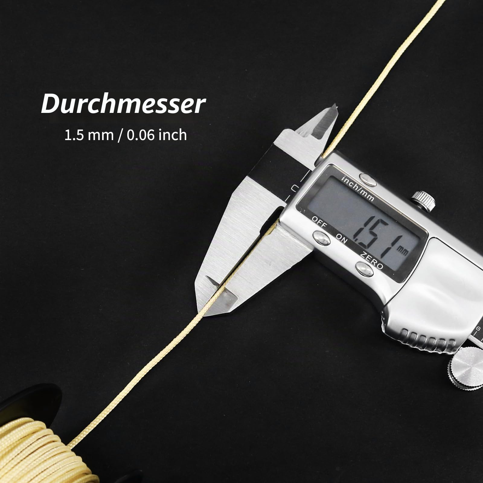 NewDoar Abriebfeste Geflochtene Kevlar-Schnüre 1,5 mm 50Fuß/120Fuß/200Fuß, 12-strängige Schnur Hochfest Verschleißfest Flammhemmend Geeignet für Camping Drachenschnur Angeln EDC-Schnüre