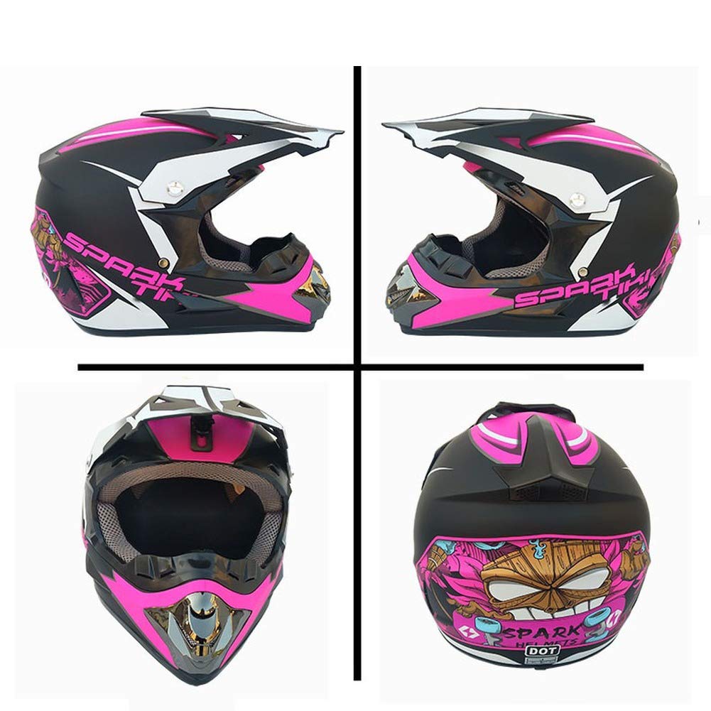 Casque Moto Cross Homme Casque Intégral DH Enduro Femme Quad Motocross Adulte (Black powder,M:57-58cm)