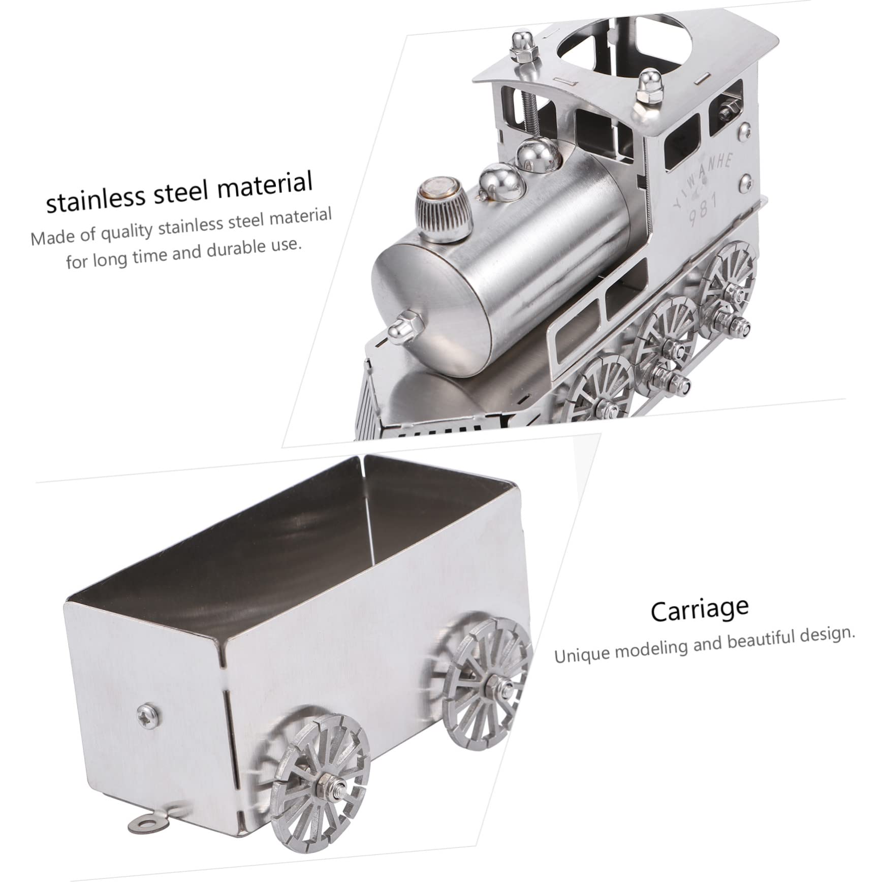 Modelo de Tren de Vapor Clásico de Acero Inoxidable para Decoración de Escritorio, Resistente a Golpes y Desgaste, Estilo Retro y Lujo para Mesa