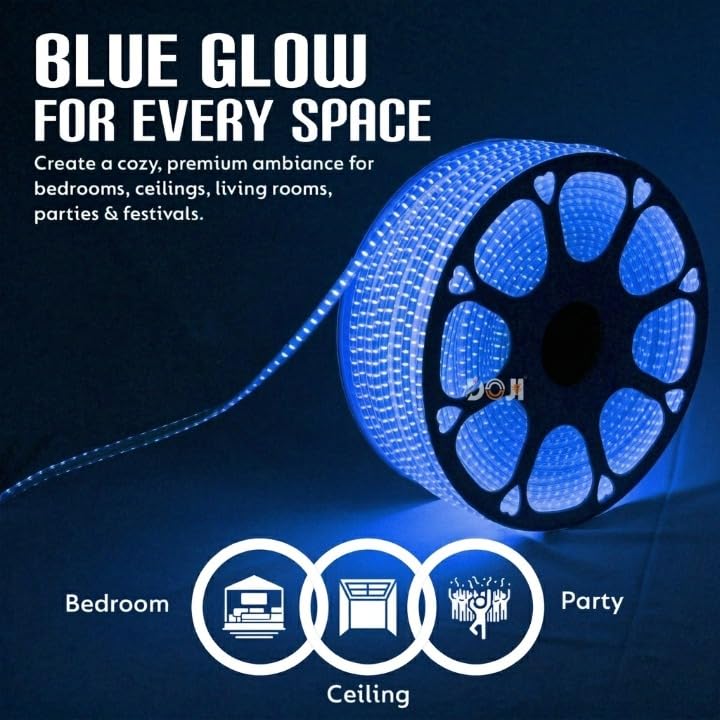Image of DOJI 2835 Strip Lights for Home Decoration | 120 led per Meter led Strip Light | Rope Lights for Ceiling | Decoration Lights for Diwali, Christmas, Home, False Ceiling (Blue, 25 Meter)
