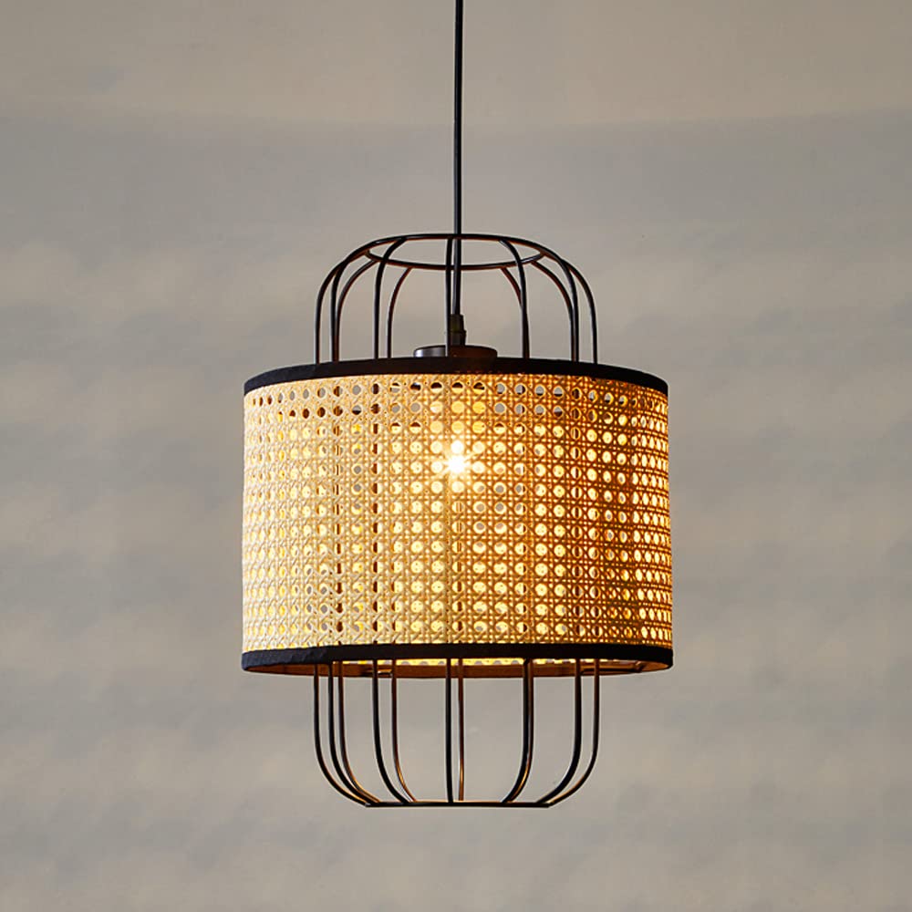 Lampe suspendue tissée E27 en bambou : finis les salons froids