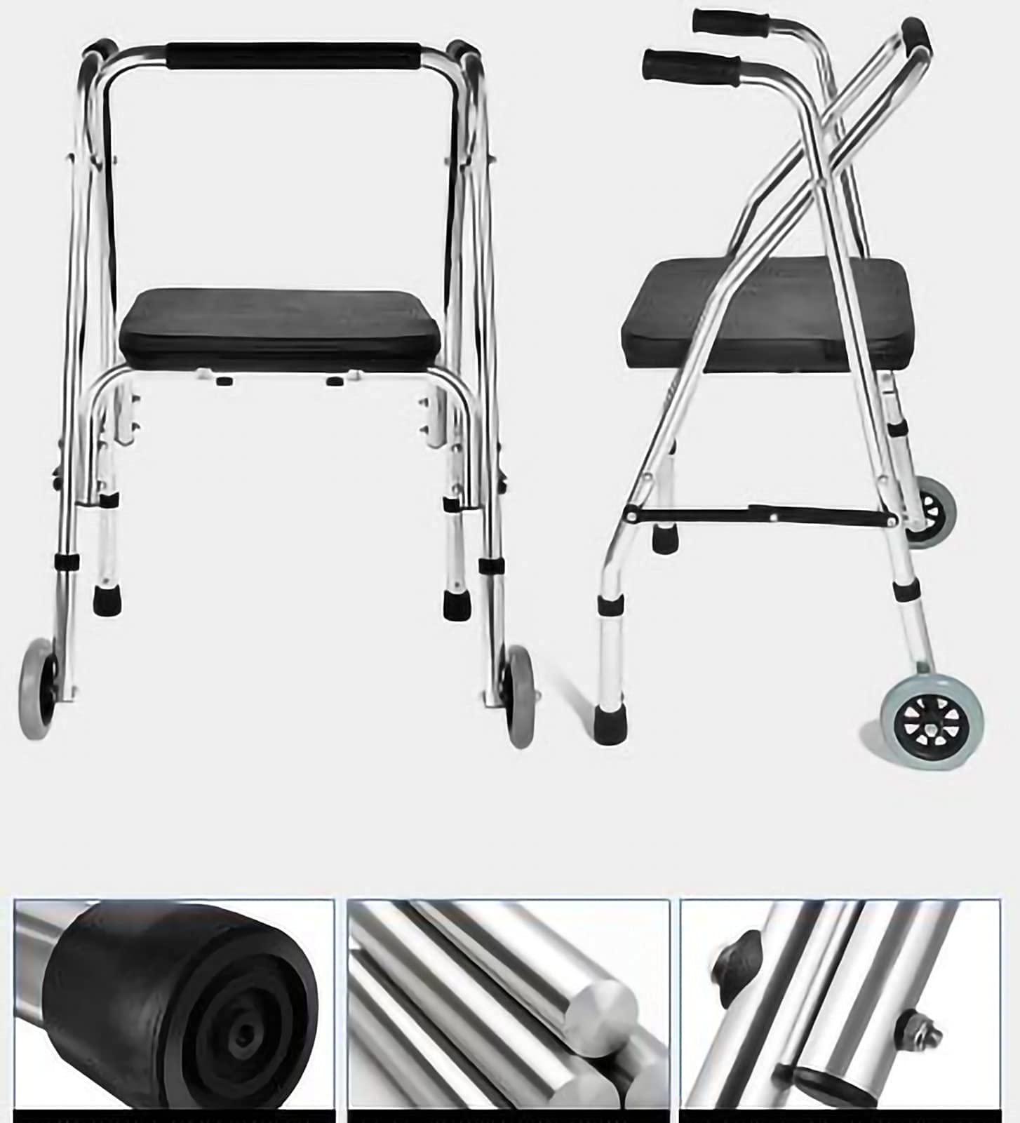 Składany chodzik do chodzenia w pozycji pionowej z podłokietnikiem i miękkim siedziskiem Medyczny 2-kołowy chodzik Rollator Pomoc w chodzeniu dla osób starszych, używana do chodzenia dla seniorów
