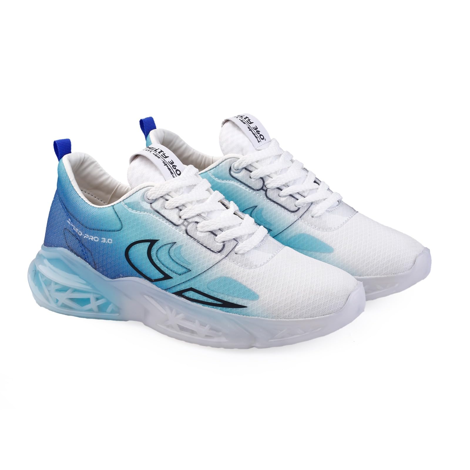 Men's Lightweight Sports Running Shoes | Breathable Mesh Lace-Up Sneakers | Cushioned Air Sole Walking Shoes | Casual Gym, Training Shoes | White Sky Blue-image-39